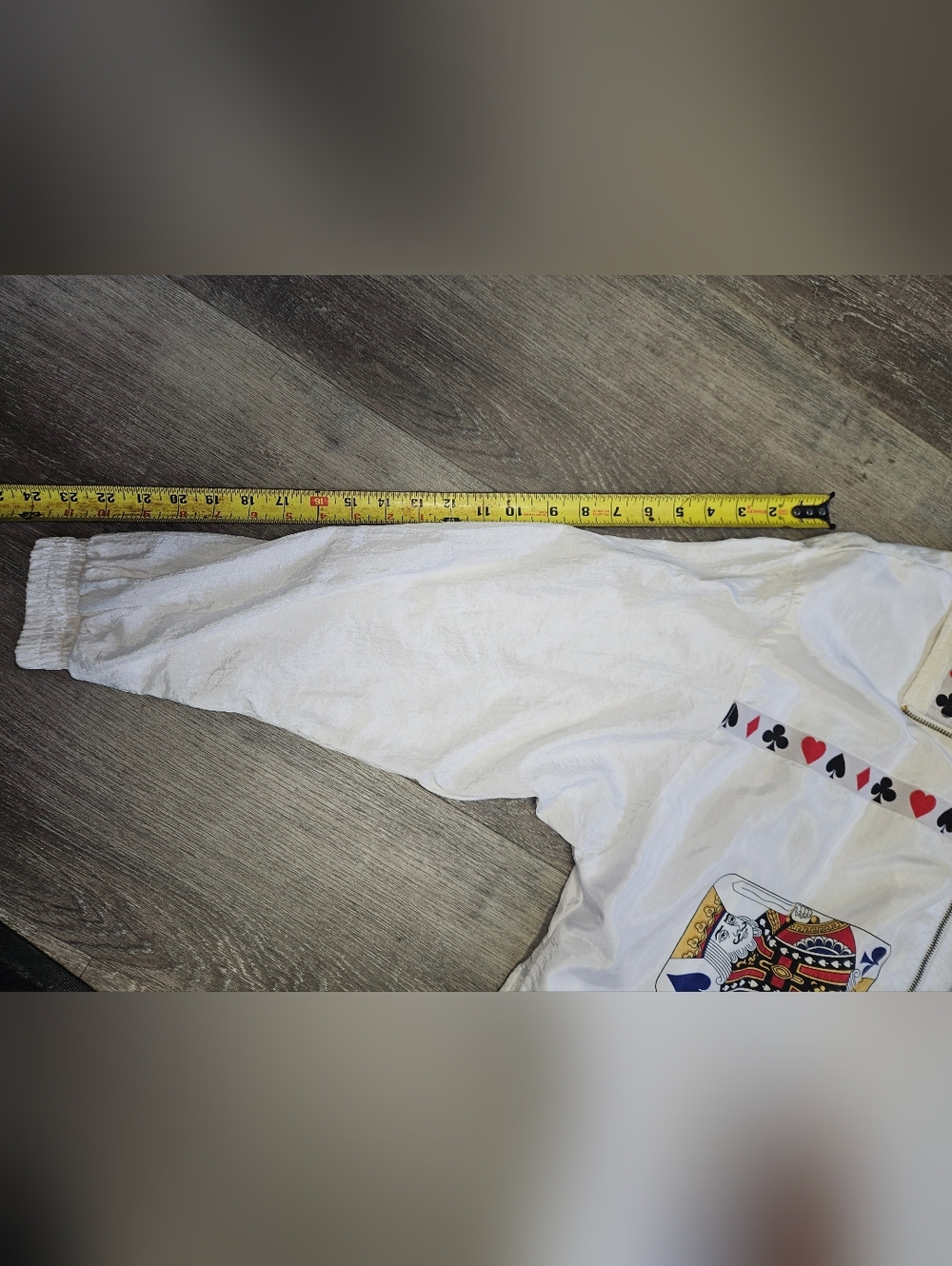 Vintage 90s Grannycore Novelty Poker Nylon Windbreaker Jacket Cards Medium Vegas - Picture 13 of 16
